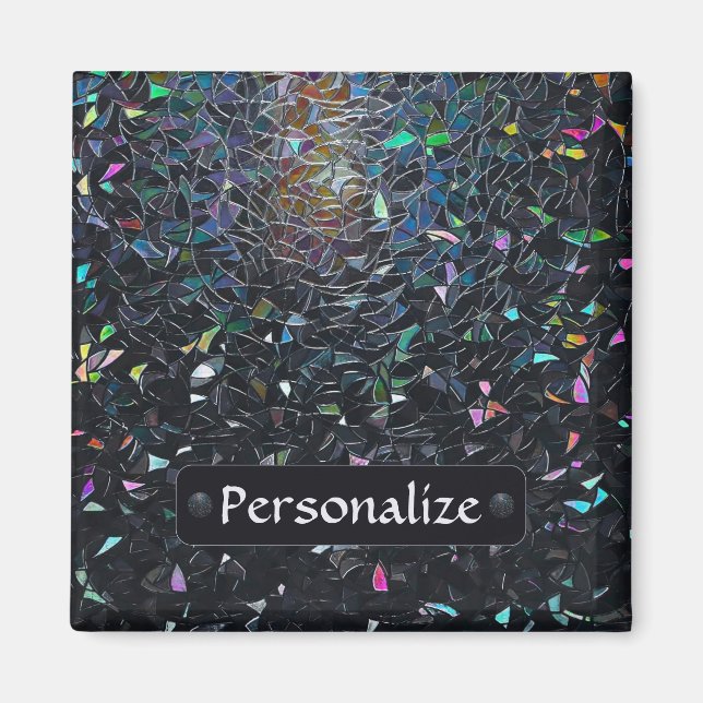 Imã Custom Iridescent Abstract Stained Glass Pattern (Frente)