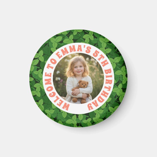 Imã Custom Kids Birthday Round Magnet with Photo (Frente)