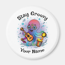 Imã Custom Magnet | Retro Octopus | Name & Text