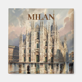 Imã Custom Milan Duomo di Milano Vintage Watercolor