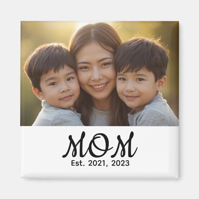 Imã Custom Mom Established Modern Script Photo (Frente)