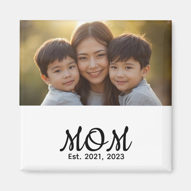 Imã Custom Mom Established Modern Script Photo (Frente)