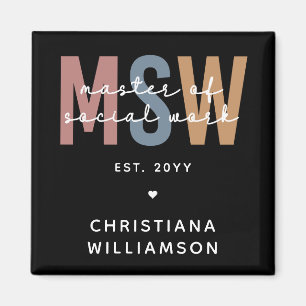 Imã Custom MSW Master of Social Work Retro Graduation