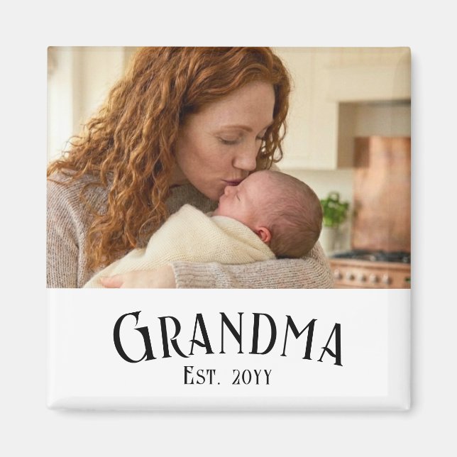 Imã Custom Name Grandma Est Year Photo Gift (Frente)