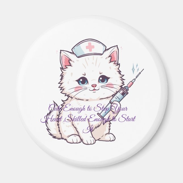 Imã Custom Nurse Cat Skilled Enough (Frente)