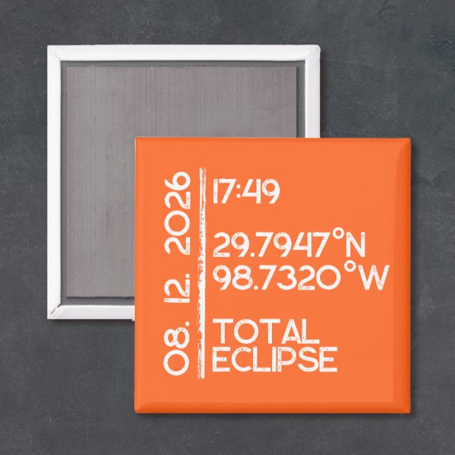Imã Custom Orange 2026 Solar Eclipse (Solar eclipse magnet keepsake
)