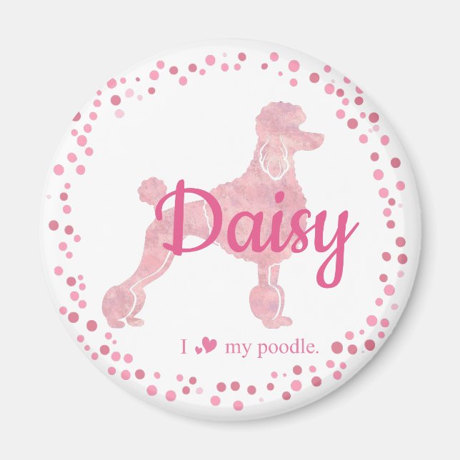 Imã Custom Pastel Pink Poodle Silhouette  Magnet (Frente)