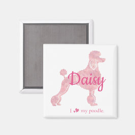 Imã Custom Pastel Pink Poodle Silhouette  Magnet