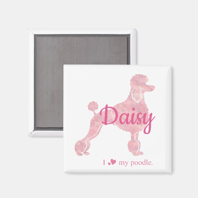 Imã Custom Pastel Pink Poodle Silhouette  Magnet (Front/Back)