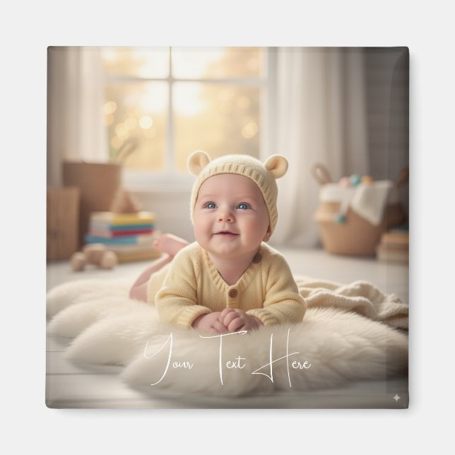 Imã Custom Personalized Baby Picture Keepsake Design (Frente)