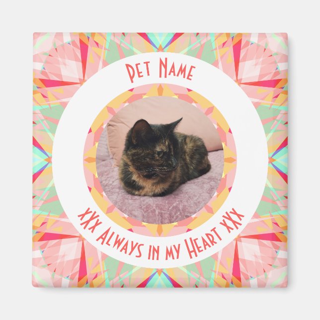 Imã Custom Pet Memorial Red Pink Photo Quotes (Frente)
