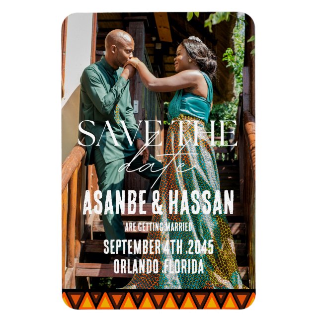 Ímã Custom Photo African Ethnic Wedding Save the Date  (Vertical)