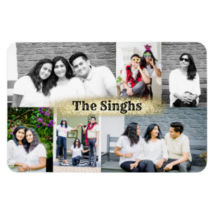 Ímã Custom photo collage of 6 images magnet with name 