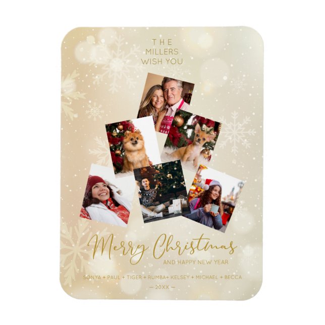 Ímã Custom Photo Family Christmas Tree Happy New Year (Vertical)