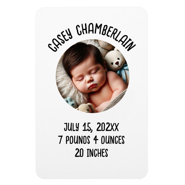 Ímã custom photo newborn baby announcement (Vertical)