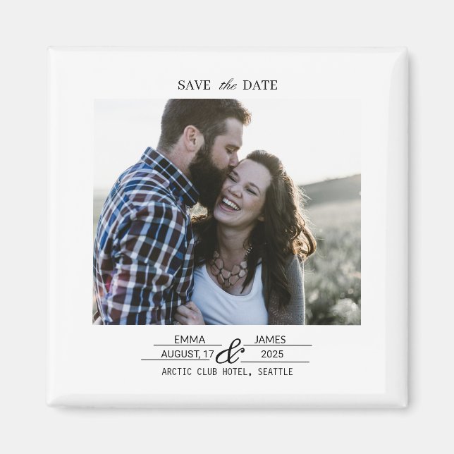 Imã Custom Photo Save the Date Wedding magnet (Frente)