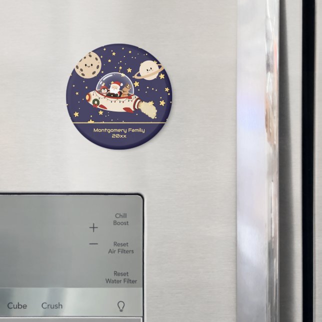 Imã Custom Santa Spaceship Christmas  (In Situ (Fridge))