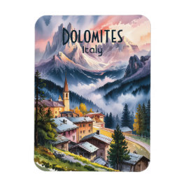 Ímã Custom Text Dolomites Alps Italy Travel Watercolor