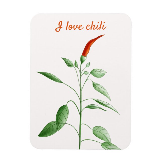 Ímã Custom Text Hot Pepper Plant Botanical Love Chili (Vertical)