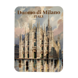 Ímã Custom Text Milan Italy Duomo Vintage Watercolor