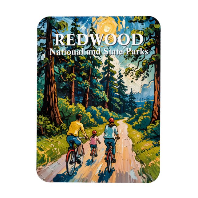 Ímã Custom Text Redwood Forest Family Cycling Colorful (Vertical)