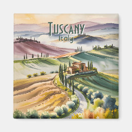 Imã Custom Tuscany Watercolor Rolling Hills Landscape