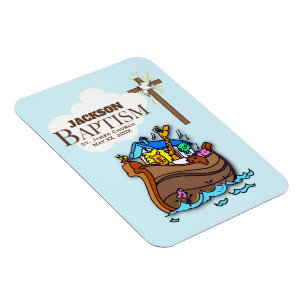 Ímã Customizável, a arca de Noah do baptismo do bebé