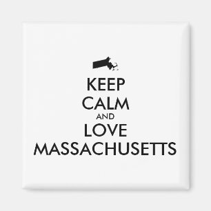 Imã Customizável MANTENHA A CALMA e AME MASSACHUSETTS