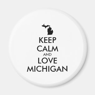 Imã Customizável MANTENHA A CALMA e AME MICHIGAN