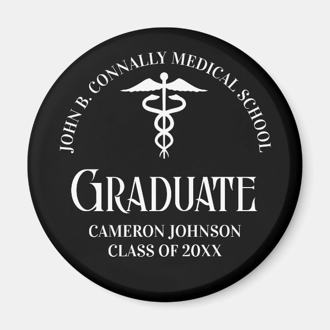 Imã Customized Black Medical School Graduation Party (Frente)