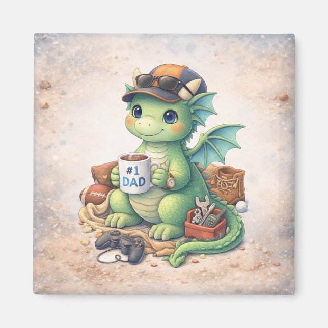 Imã Cute #1 Dad Dragon Magnet – Adorable Father’s Day  (Frente)