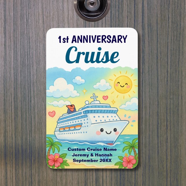Ímã Cute 1st Anniversary Cruise Stateroom Cabin Door (Cute 1st Anniversary Cruise Stateroom Cabin Door Magnet
)