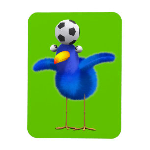 Ímã Cute 3d Bird joga futebol (editável)