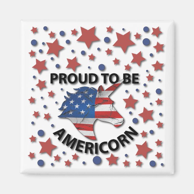 Imã Cute 4 de julho, vermelho, branco e azul Americano (Frente)