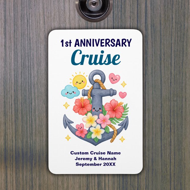 Ímã Cute Anchor 1st Anniversary Cruise Cabin Door (Cute Anchor 1st Anniversary Cruise Cabin Door Magnet
)