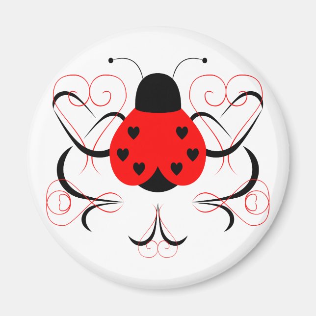 Imã Cute Artsy Heart Ladybug Magnet (Frente)