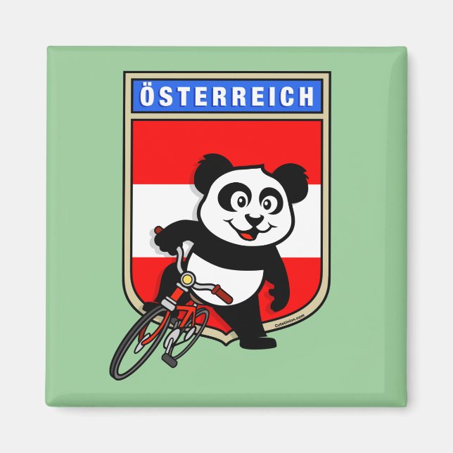 Imã Cute Austria Cycling Panda (Frente)