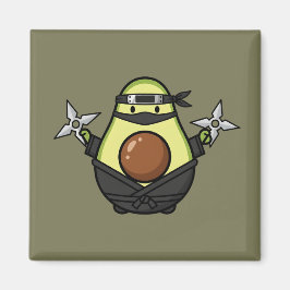 Imã Cute Avocado Ninja Shuriken Warrior Illustration