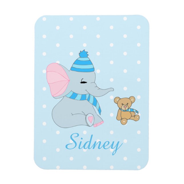 Ímã Cute Baby Elephant and Teddy Bear Magnet (Vertical)