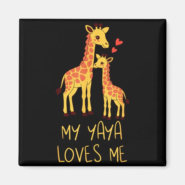 Imã Cute Baby Giraffe And Grandma My Yaya Loves Me  (Frente)