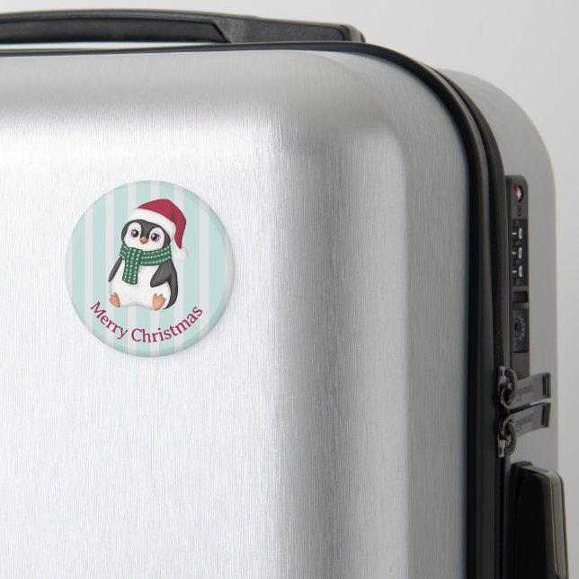 Imã Cute Baby Penguin Wearing Santa Hat Christmas (In Situ (Luggage))