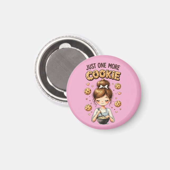 Imã Cute Baker Girl Just One More Cookie (Front/Back)