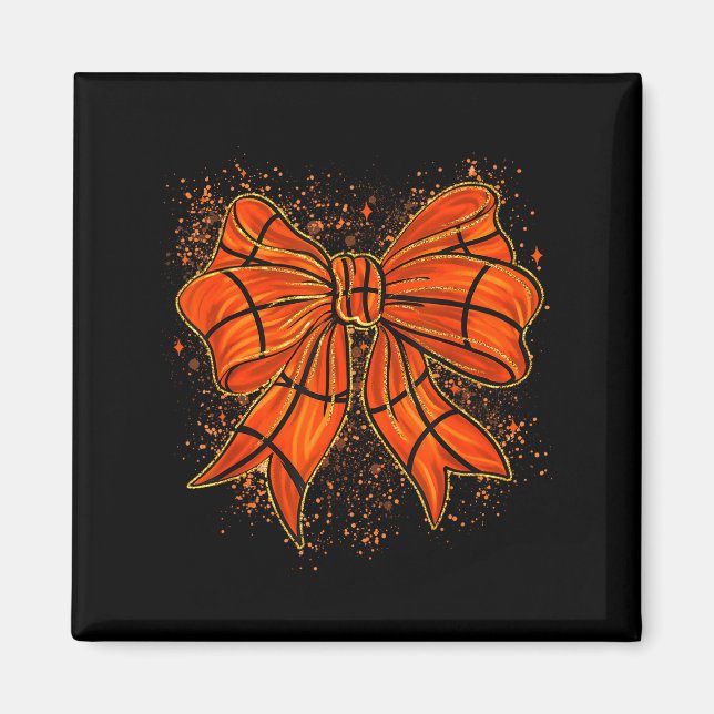 Imã Cute Basketball Coquette Bow Basketball Bow Girls  (Frente)