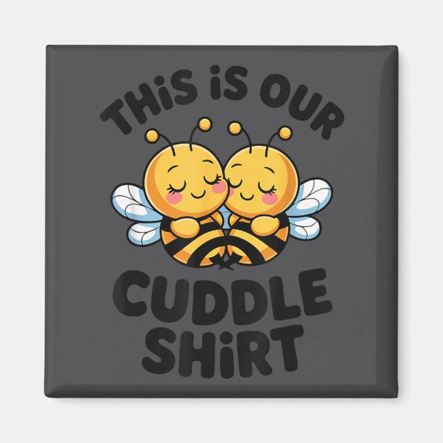 Imã Cute Bee Couple Cuddle Funny Romantic  (Frente)