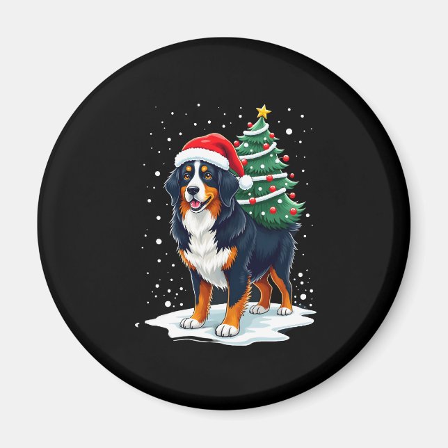 Imã Cute Bernese Mountain Dog in a Christmas Tree for  (Frente)