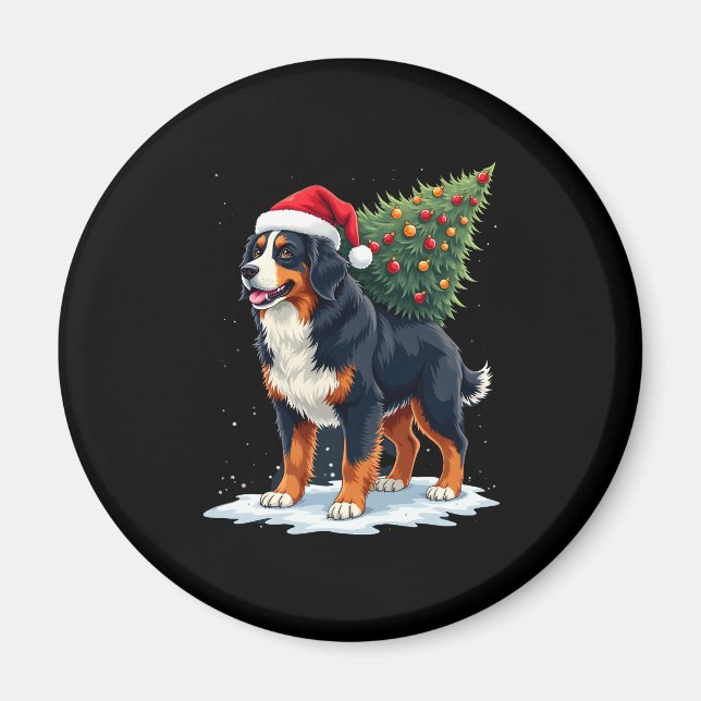 Imã Cute Bernese Mountain Dog in a Christmas Tree for  (Frente)