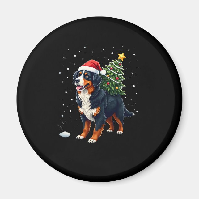 Imã Cute Bernese Mountain Dog in a Christmas Tree for  (Frente)