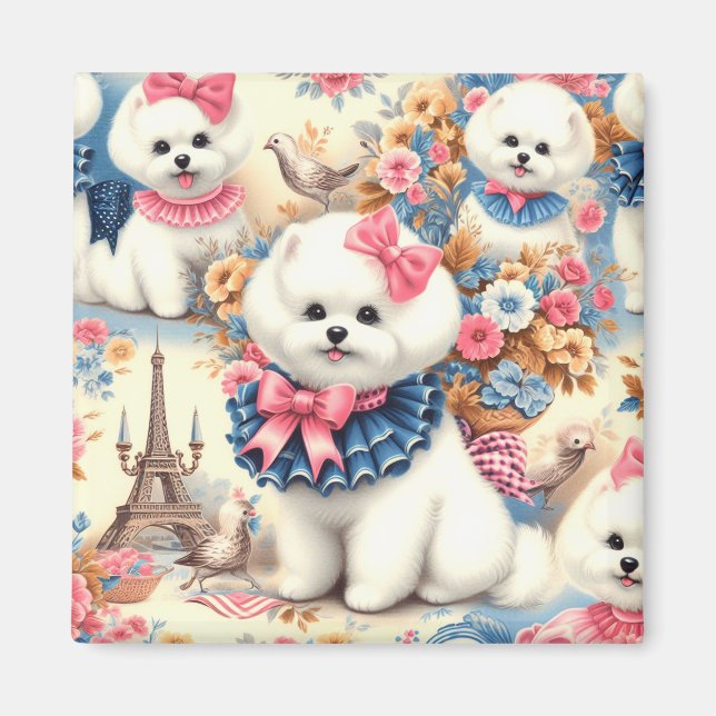Imã Cute Bichon Frisé Seamless (Frente)