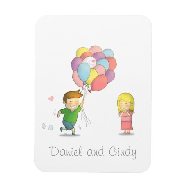 Ímã Cute Boy compartilha seu amor à garota com balões (Vertical)