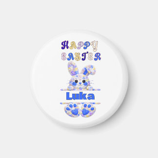 Imã Cute Boy Easter Bunny Personalize